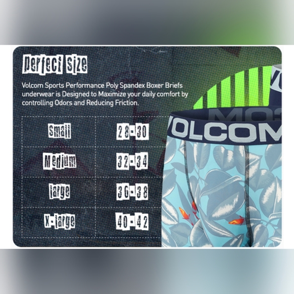 NWT Volcom Mens Boxer Briefs 4Pk Poly Spandex Performance Lmtd Edition S M L XL - Picture 11 of 11